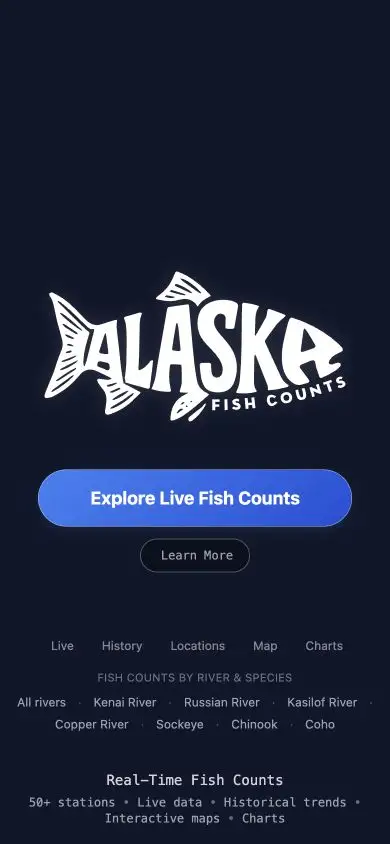 Mobile screenshot of Alaska Fish Counts on alaskafishcounts.com
