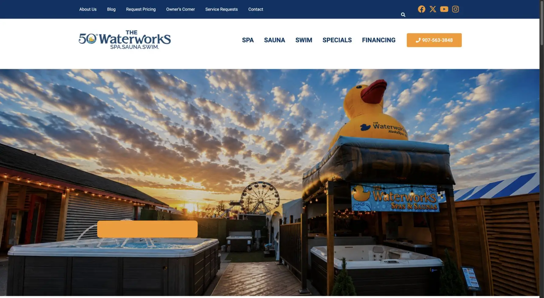 Desktop screenshot of The Waterworks / Alaska Spa on alaskaspa.com