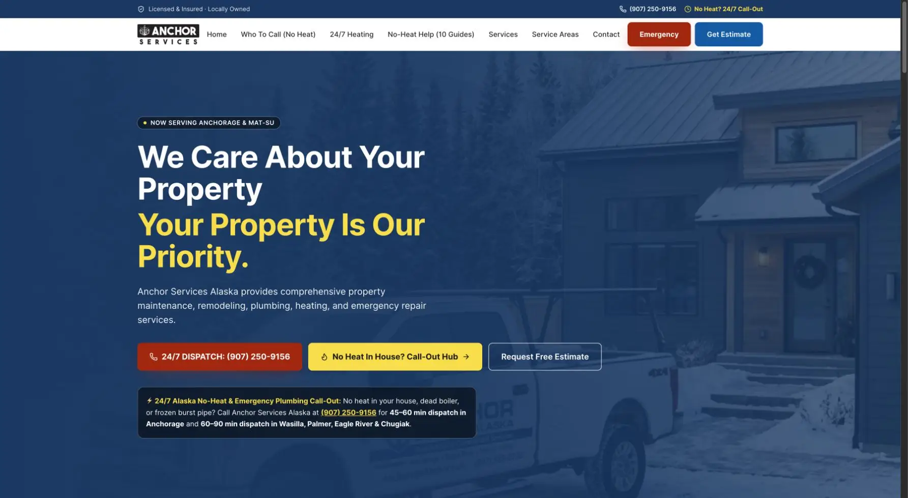 Desktop screenshot of Anchor Services Alaska on anchorservicesak.com
