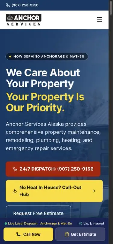 Mobile screenshot of Anchor Services Alaska on anchorservicesak.com