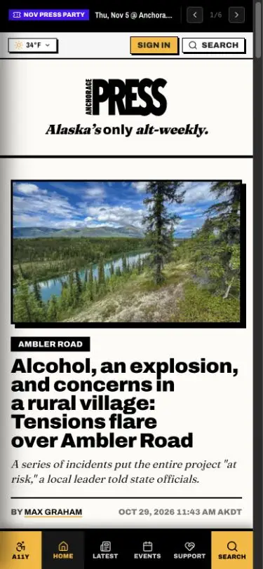 Mobile screenshot of Anchorage Press on anchoragepress.com