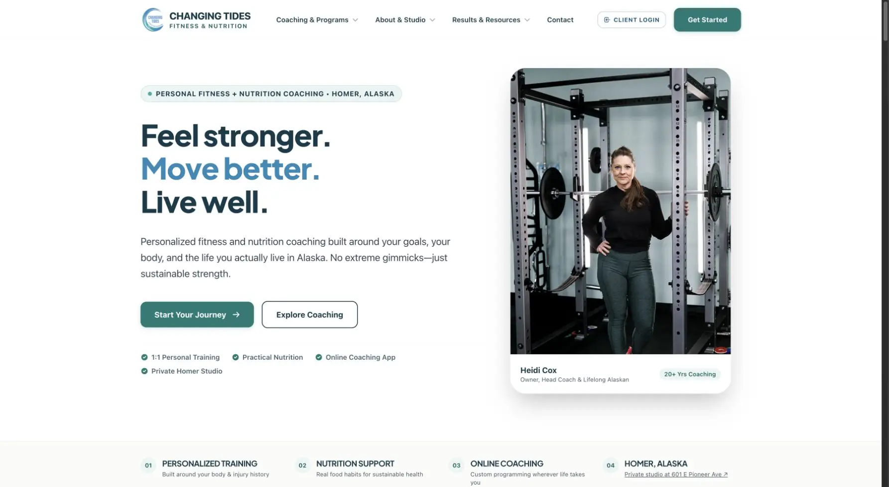 Desktop screenshot of Changing Tides Fitness & Nutrition on changingtidesfitness.com