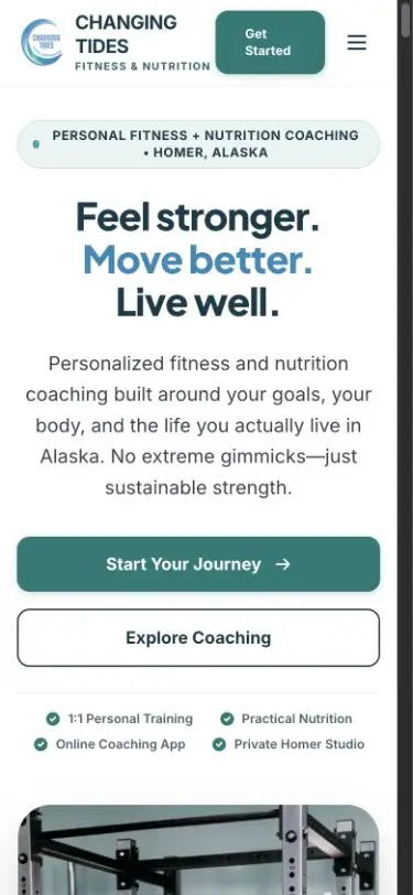Mobile screenshot of Changing Tides Fitness & Nutrition on changingtidesfitness.com