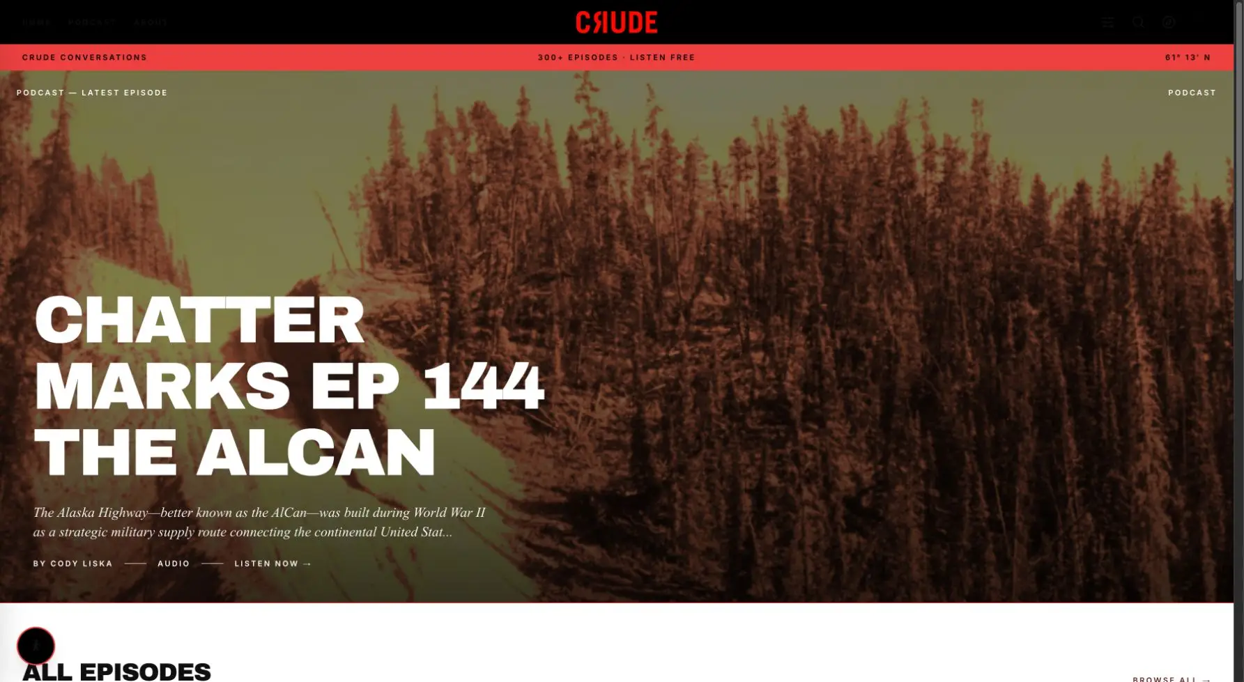 Desktop screenshot of CRUDE Magazine on crudemag.com