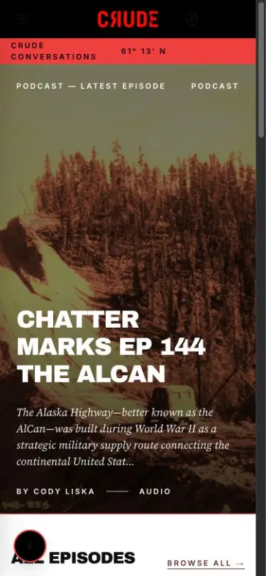 Mobile screenshot of CRUDE Magazine on crudemag.com