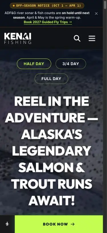 Mobile screenshot of Kenai Fly Fish on kenaiflyfish.com